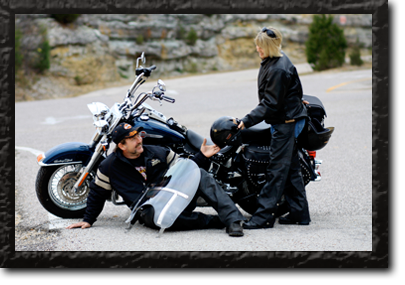 Rena directing the bikes, beautiful view behind her